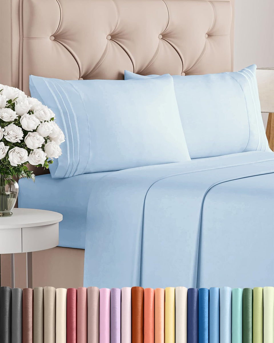 CGK Unlimited queen 4-piece sheet set flat sheet detail for cooling comfort.