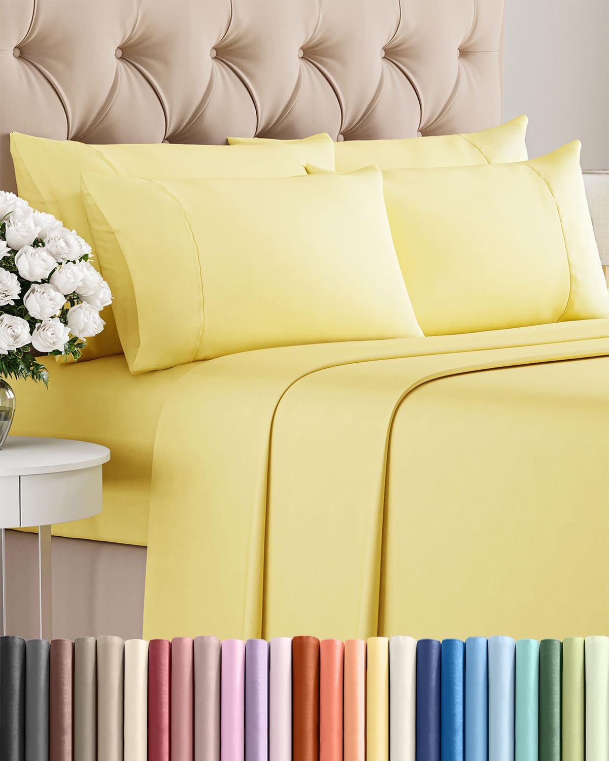CGK Unlimited queen flat sheet in the 6-piece set, silky, breathable for all-night comfort.