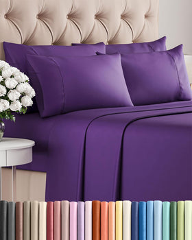 CGK Unlimited Queen 6 Piece Sheet Set on bed shows luxurious, breathable comfort.