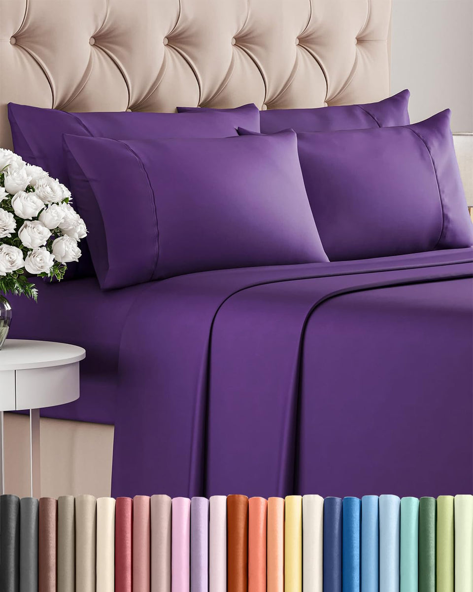 CGK Unlimited Queen 6 Piece Sheet Set on bed shows luxurious, breathable comfort.