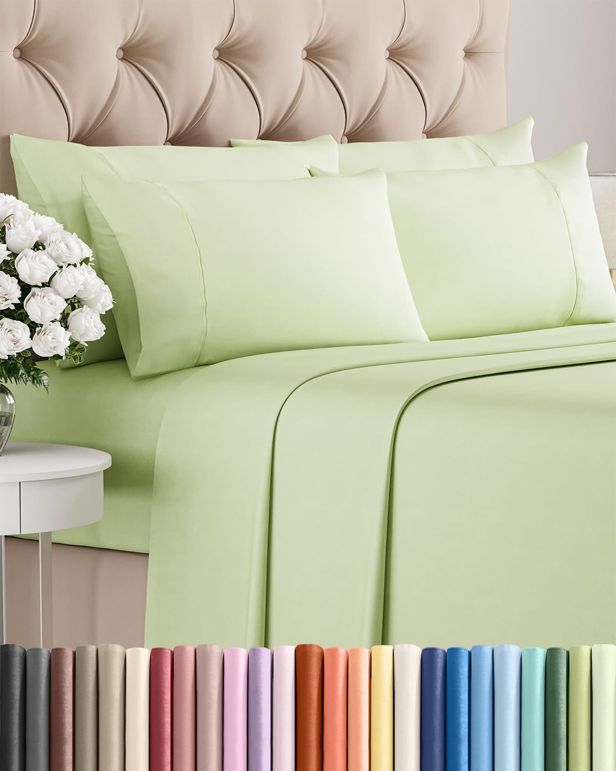 CGK Unlimited Queen flat sheet close-up: smooth, cooling fabric for hot nights