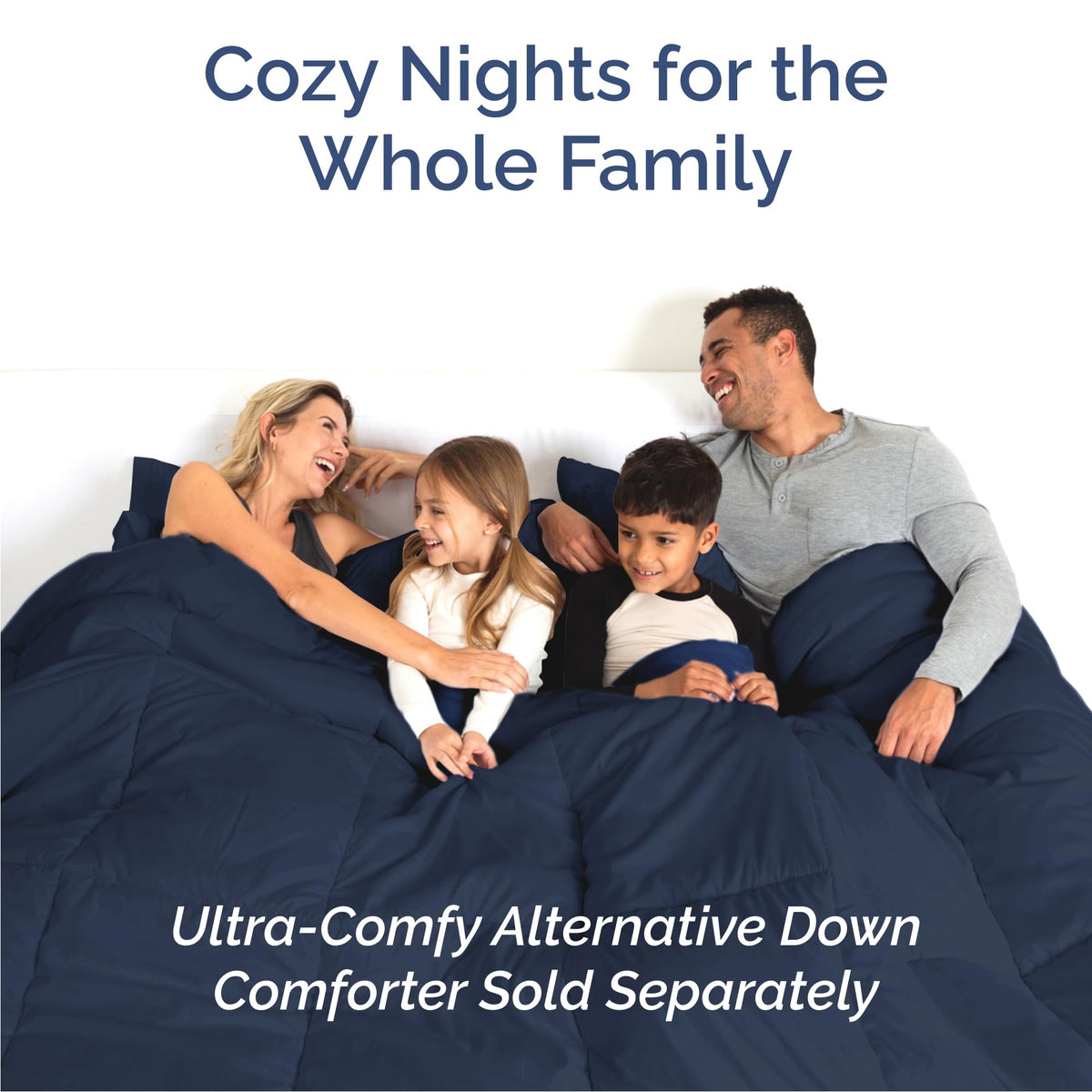CGK Unlimited bedroom setup with navy blue sheets for hotel-inspired style.