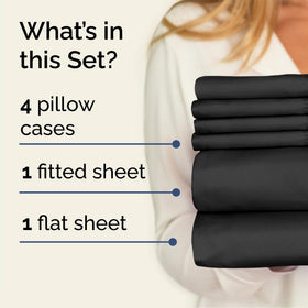 CGK Unlimited Queen fitted sheet in black fits tall mattresses securely.
