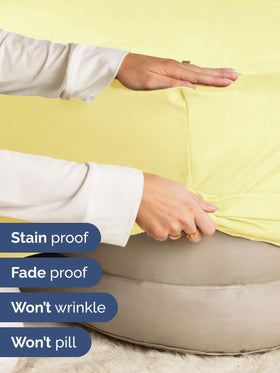 CGK Unlimited queen fitted sheet with elastic edge so it stays put.