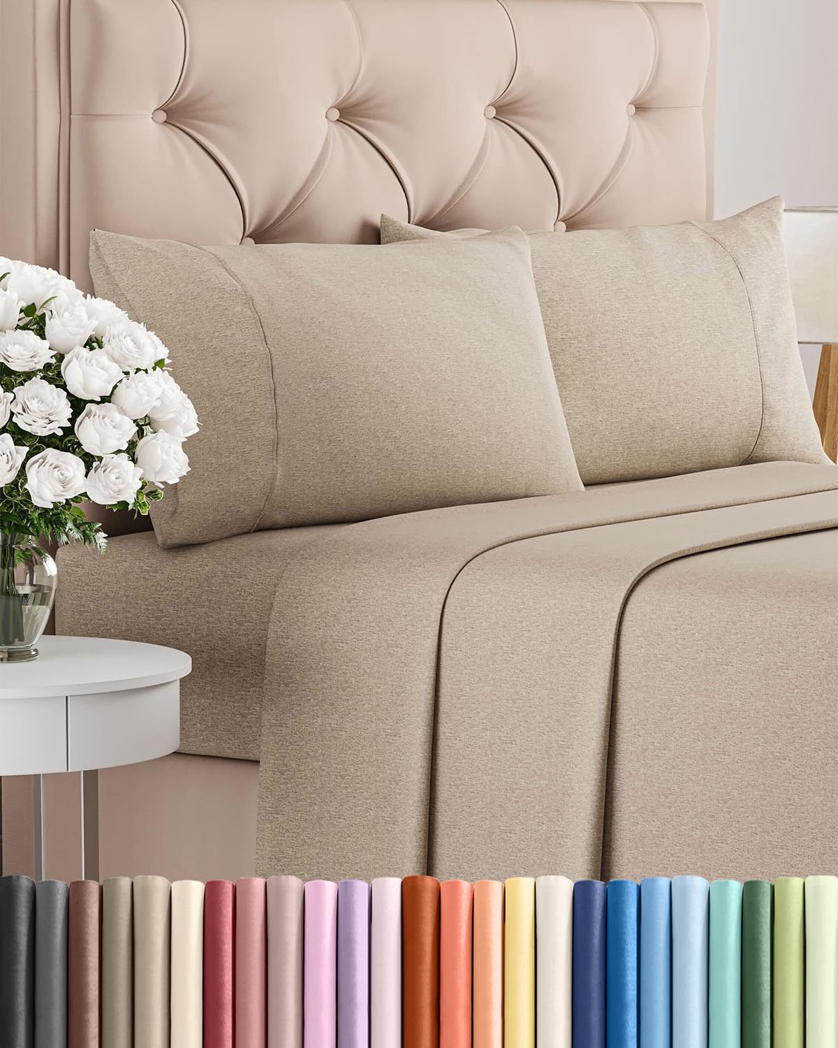 CGK Unlimited queen flat sheet 102x90 showing breathable, cooling comfort.