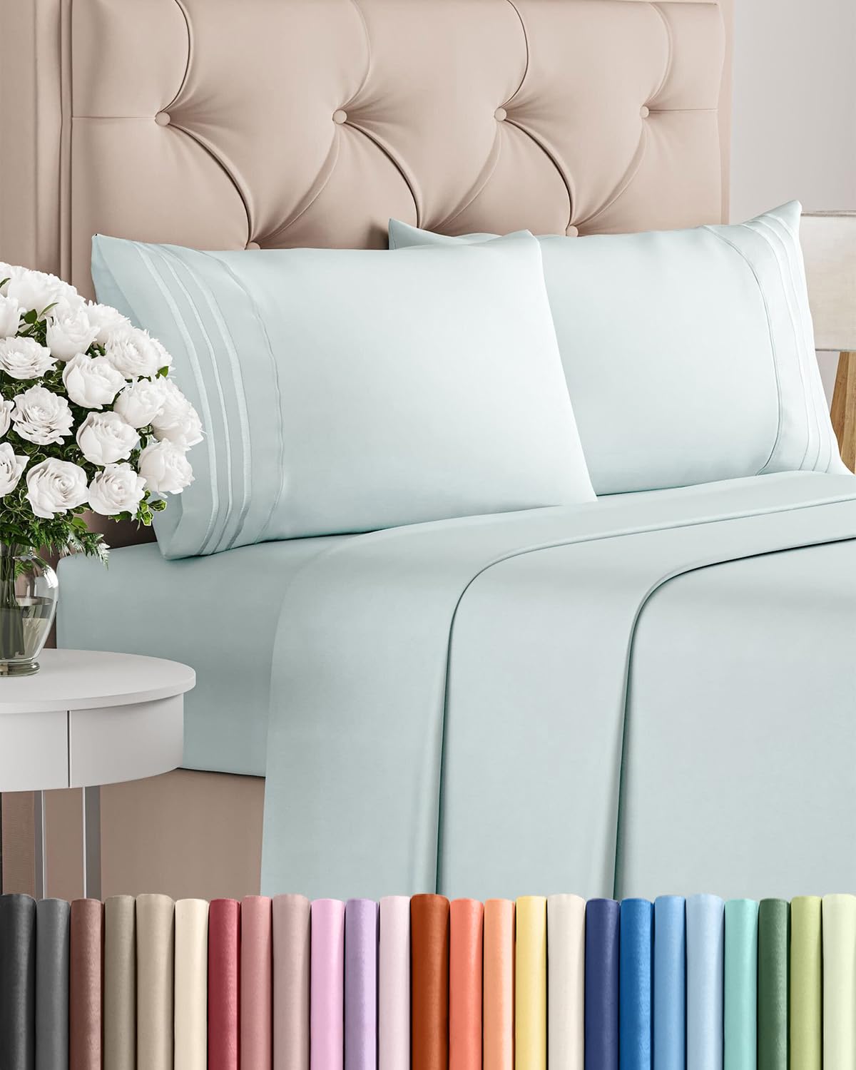 CGK Unlimited queen flat sheet shows breathable cooling fabric for refreshing sleep.