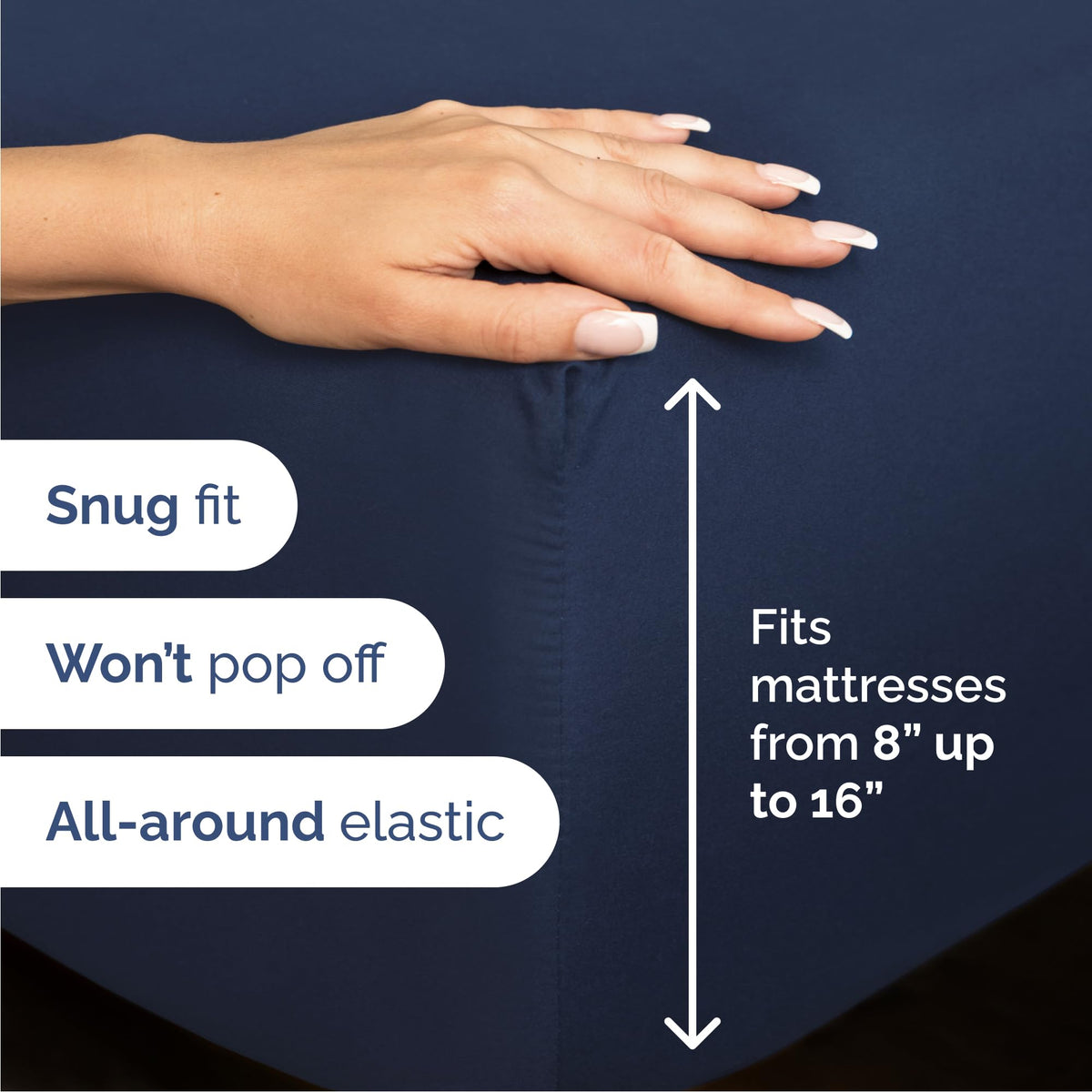 CGK Unlimited navy pillowcases offer silky softness for a restful night.
