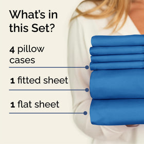 CGK Unlimited queen fitted sheet in royal blue with deep pockets for secure fit