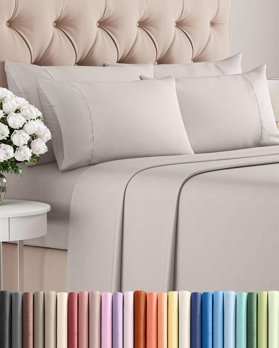 CGK Unlimited Queen sheet set on bed highlights breathable, cooling comfort.
