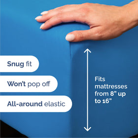 CGK Unlimited queen pillowcases in royal blue displaying soft touch and matching color