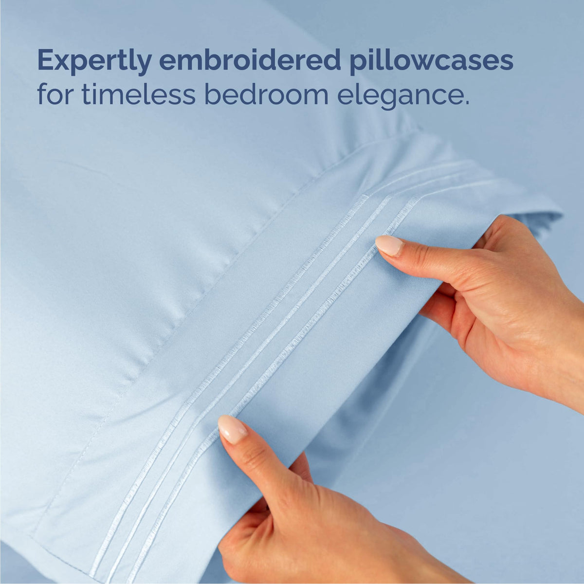 CGK Unlimited sky blue queen sheet set enhances calm bedroom decor