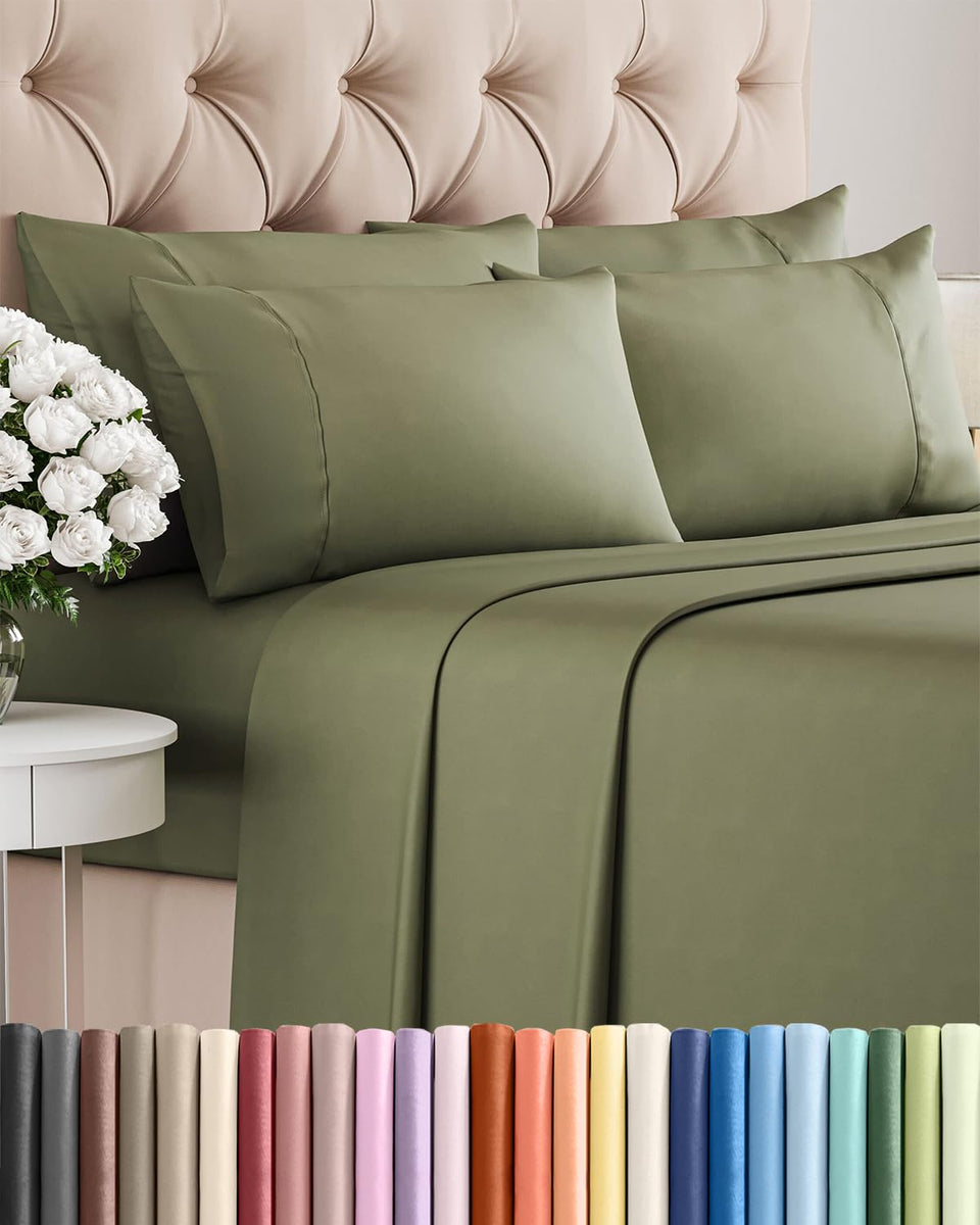 CGK Unlimited Queen sheet set in soft, breathable fabric for cooler sleep.