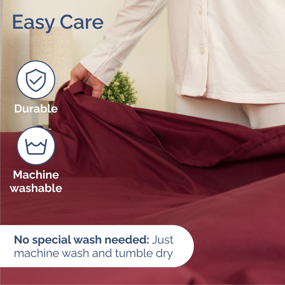 CGK Unlimited wrinkle-free finish keeps sheets looking neat.