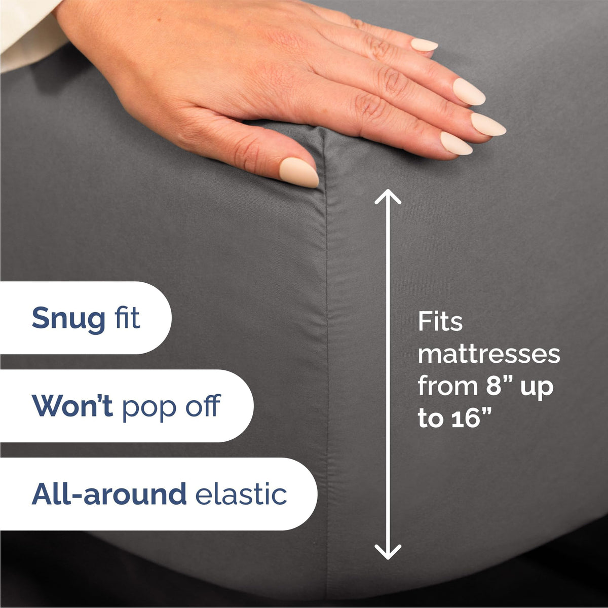 Deep-pocket fit demonstrated on CGK Unlimited queen sheets