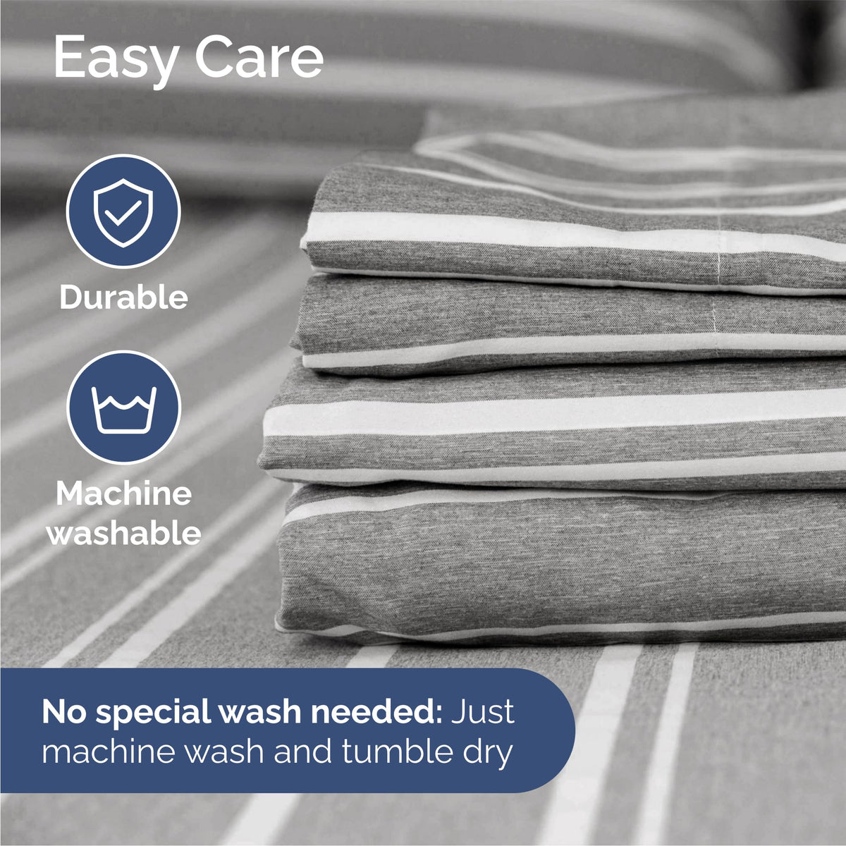 CGK Unlimited wrinkle-free and soft sheets create a calm bedroom ambiance.