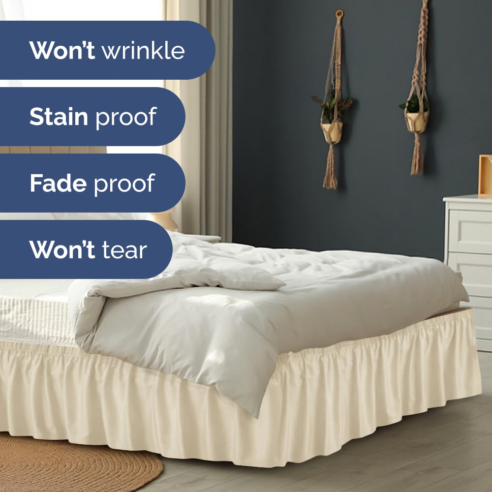 CGK Unlimited queen size bed skirt with 15-inch drop on bed
