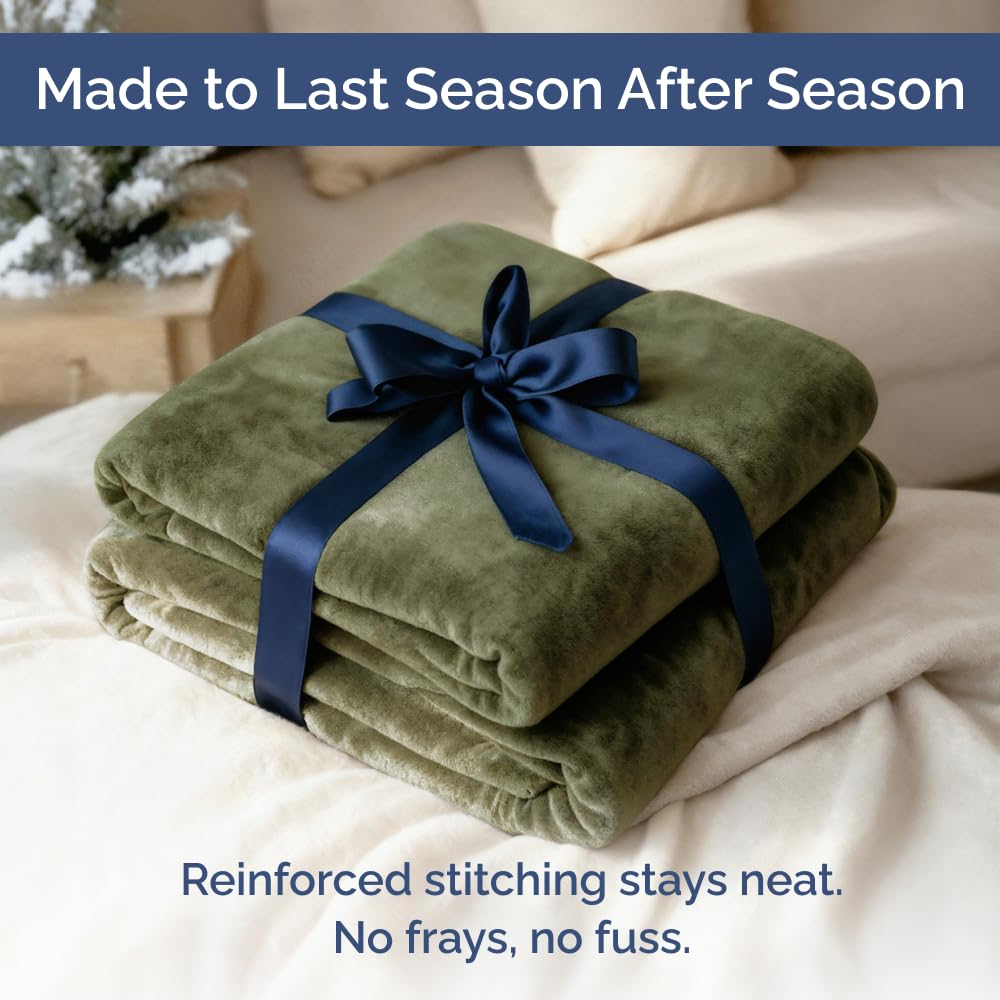 CGK Unlimited queen-size blanket in olive enhances any living space