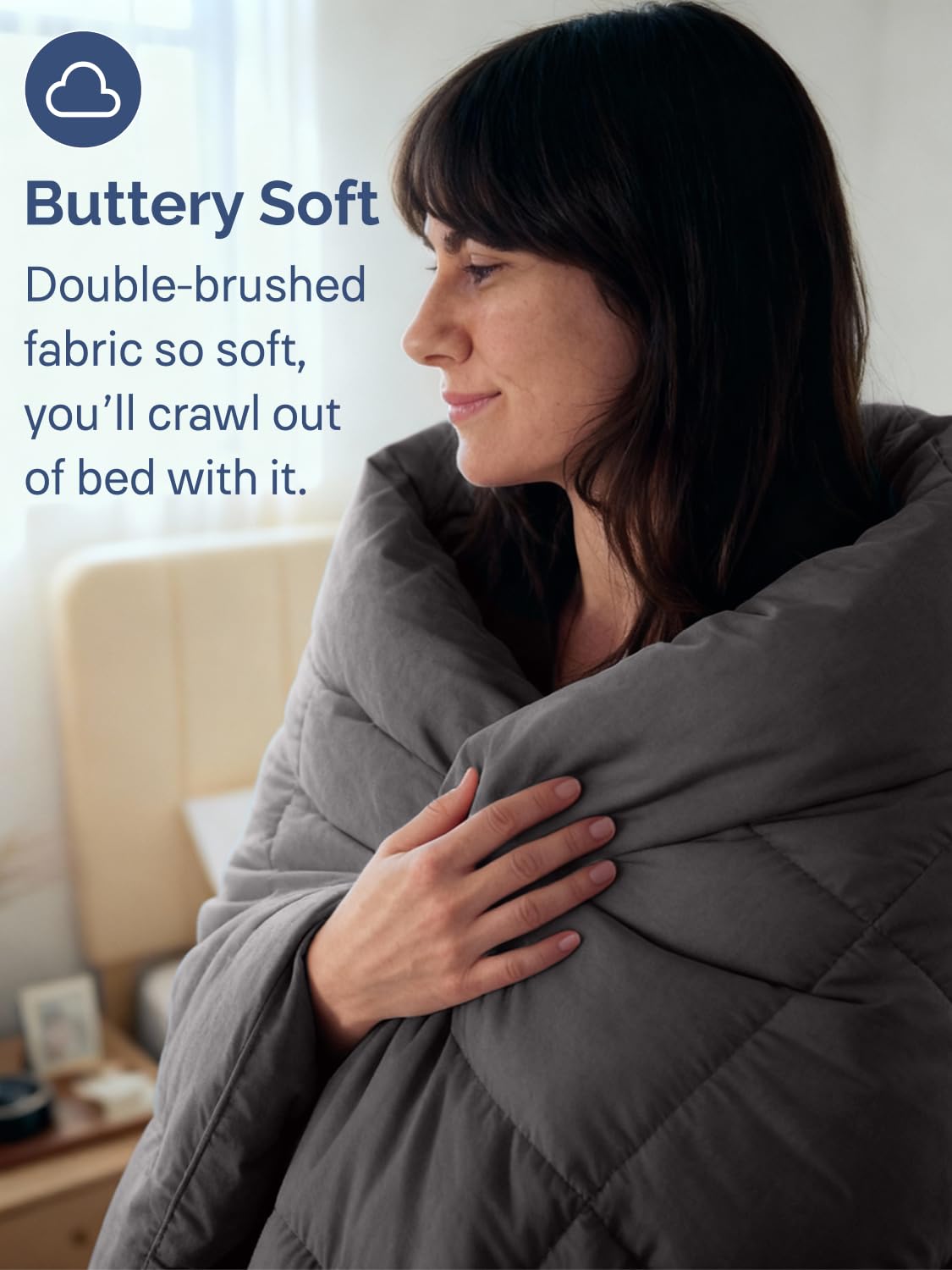Durable stitching detail of CGK Unlimited comforter showcasing shape retention