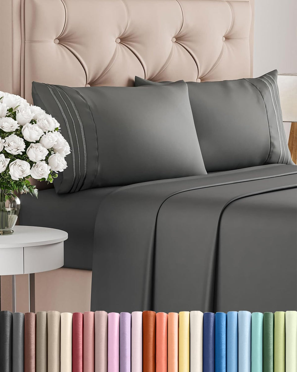 CGK Unlimited queen-size sheet set shows soft texture for restful nights.