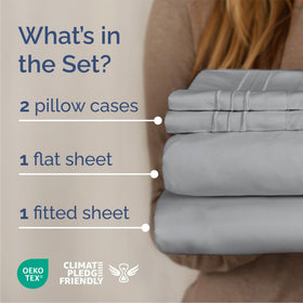 CGK Unlimited queen size sheet set steel blue fitted sheet with deep pockets
