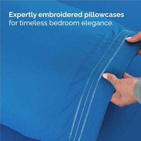 CGK Unlimited royal blue sheets add hotel-style luxury to bedroom