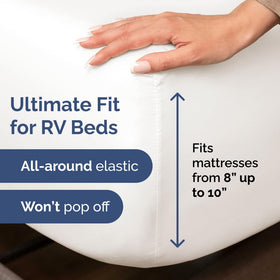 CGK Unlimited short queen fitted sheet hugs mattress with deep pockets for secure fit.