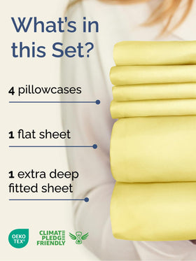 CGK Unlimited six-piece king sheet set with secure-enclosure pillowcases for a tidy look.
