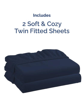 CGK Unlimited soft navy fabric drapes over mattress in calm sleeping setup