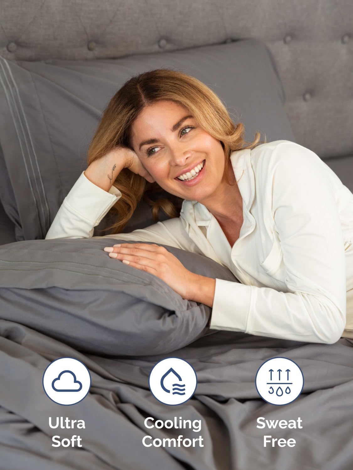 Closeup of CGK Unlimited soft microfiber fabric for breathable comfort