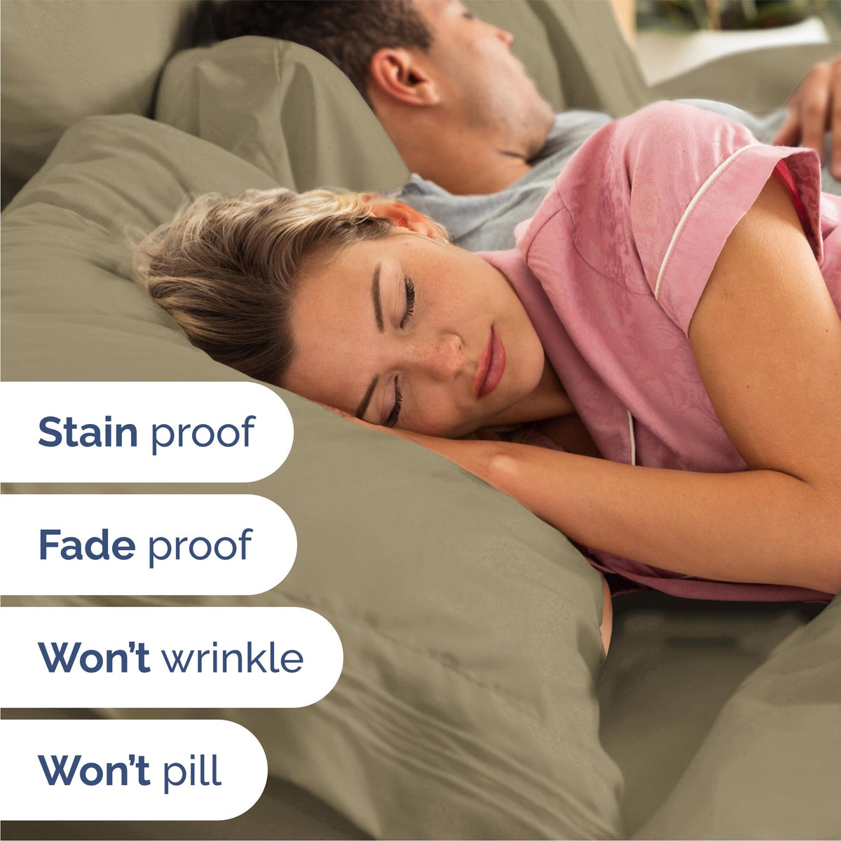 Soft, silky feel from double brushed microfiber for lasting comfort.