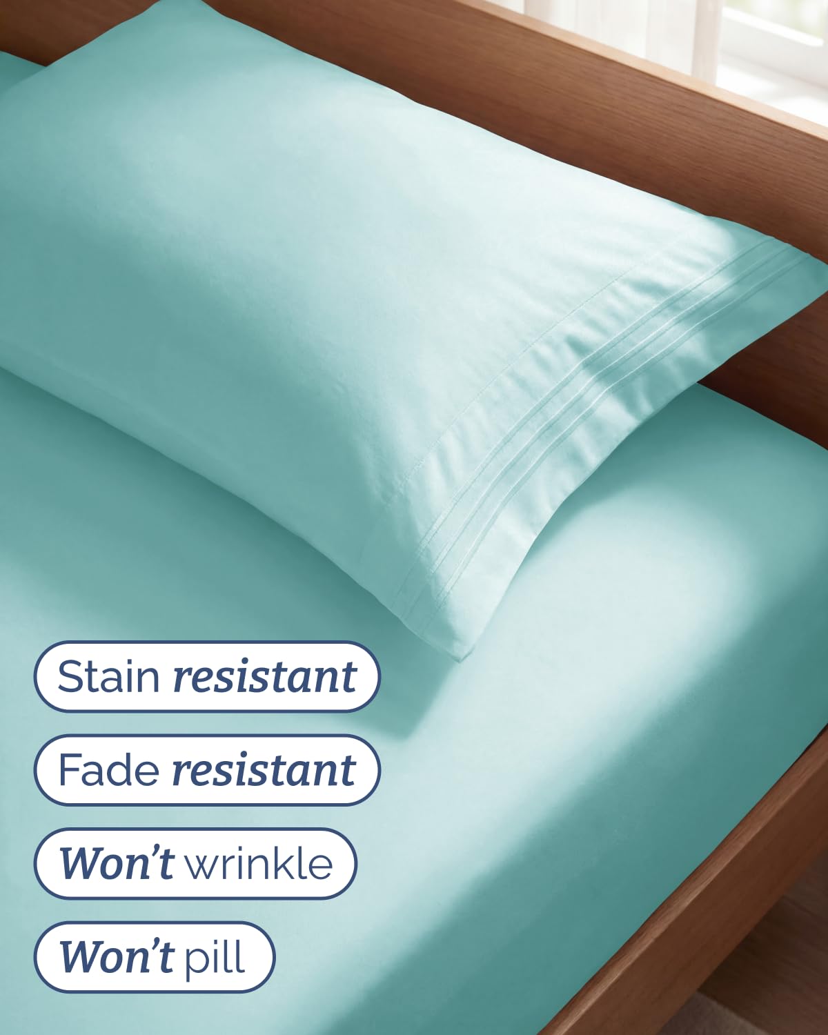 CGK Unlimited spa blue deep pockets diagram showing mattress compatibility up to 16 inches
