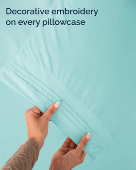CGK Unlimited spa blue bedding care instructions and easy washing