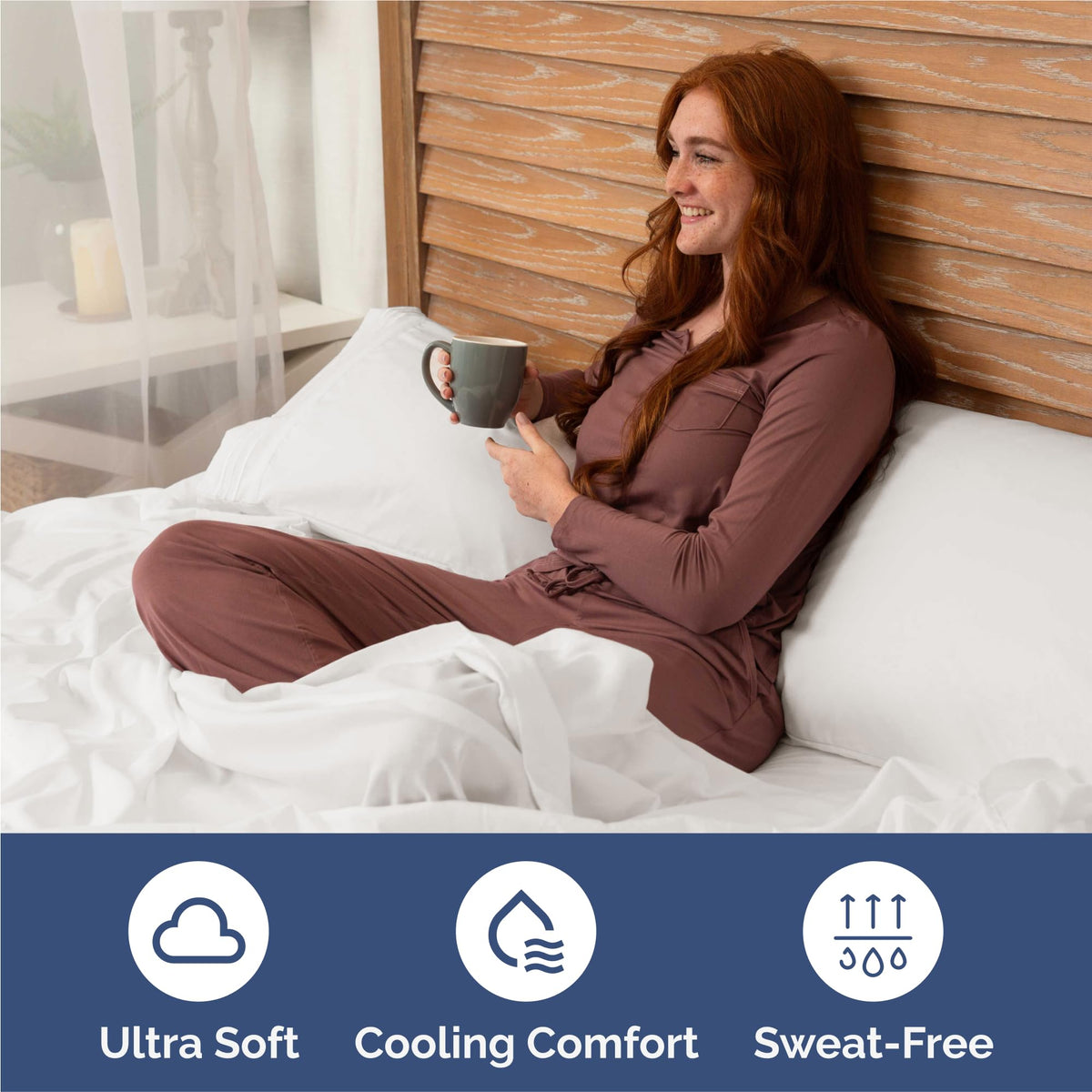 CGK Unlimited Split King Antique White deep-pocket design stays snug on tall beds