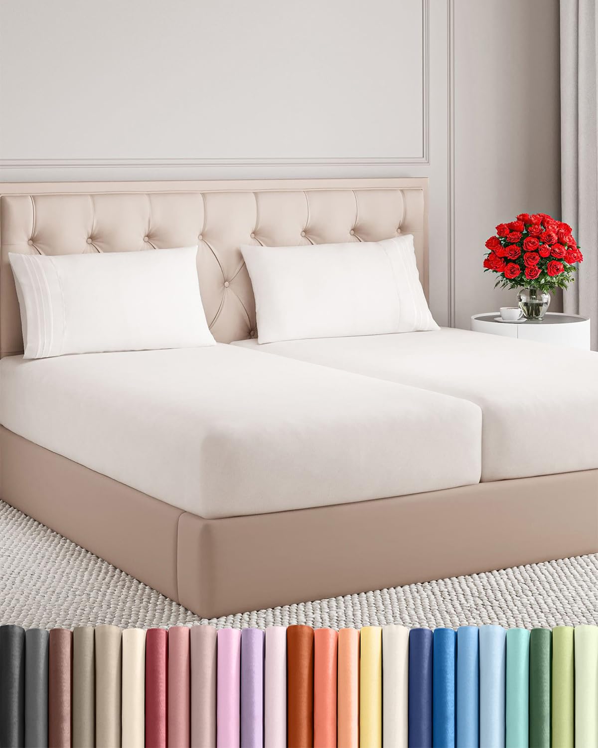CGK Unlimited Split King Antique White flat sheet offers cool, breathable comfort