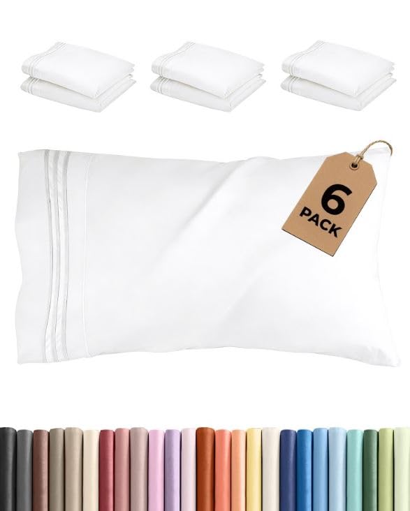 CGK Unlimited Standard Pillow Cases six-pack front view shows hotel-quality softness