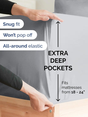 CGK Unlimited Cal King fitted sheet with deep pocket ensuring secure fit on thick mattresses