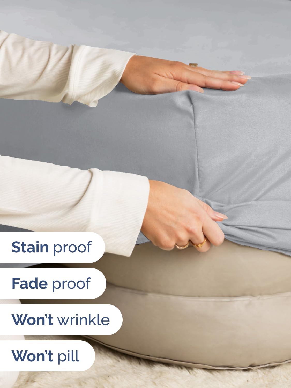 CGK Unlimited steel blue Cal King fitted sheet resists wrinkling and fading for long-lasting color