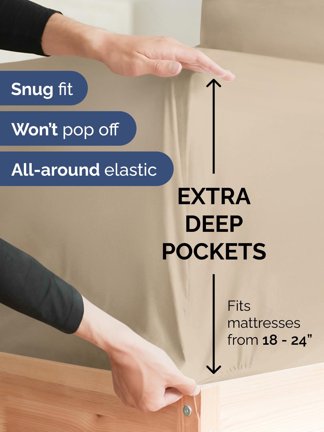 CGK Unlimited fitted sheet with stretch elastic grips deep-pocket mattresses