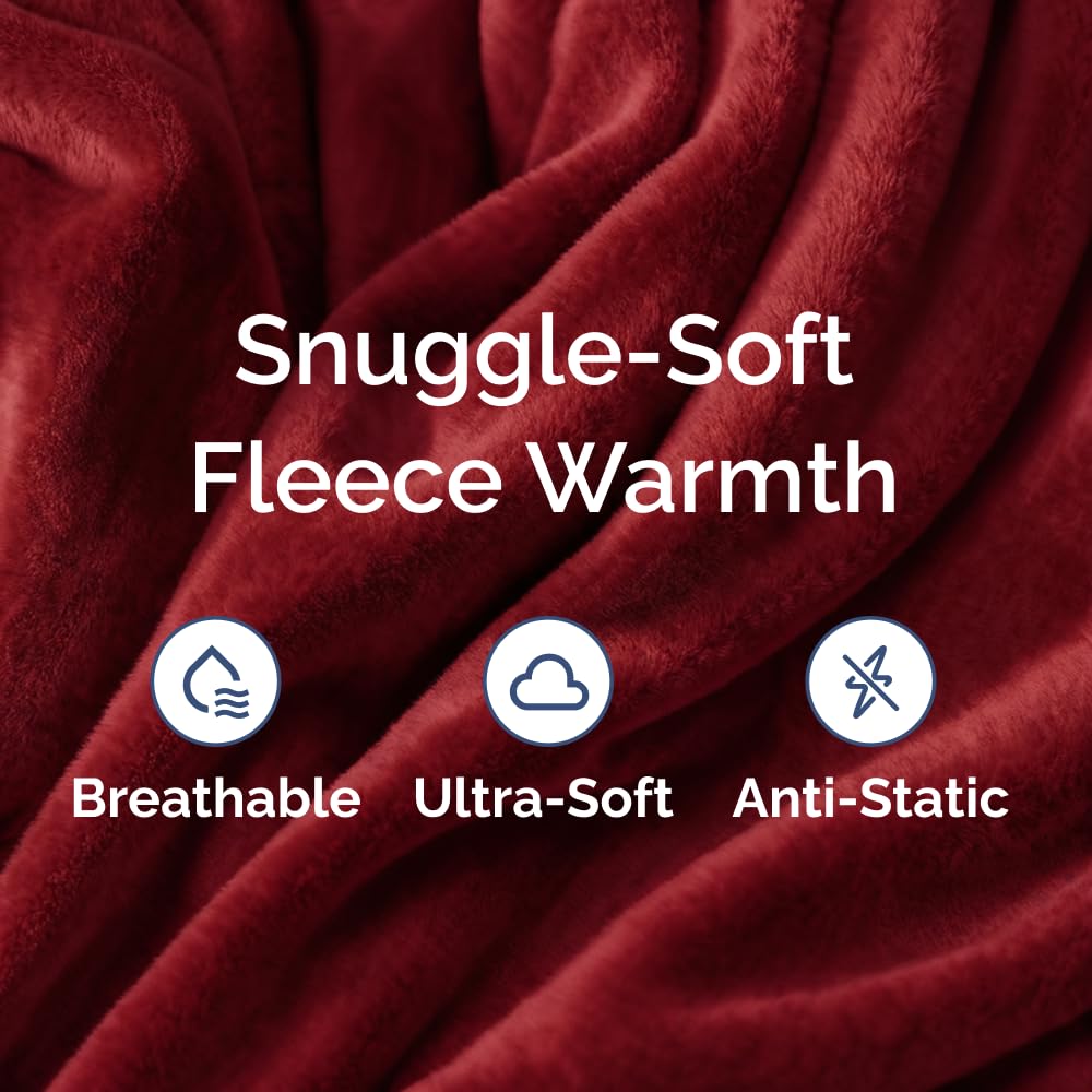 CGK Unlimited travel-compact fleece blanket in burgundy for on-the-go warmth.
