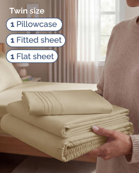 CGK Unlimited beige pillowcase delivers silky softness for restful nights.