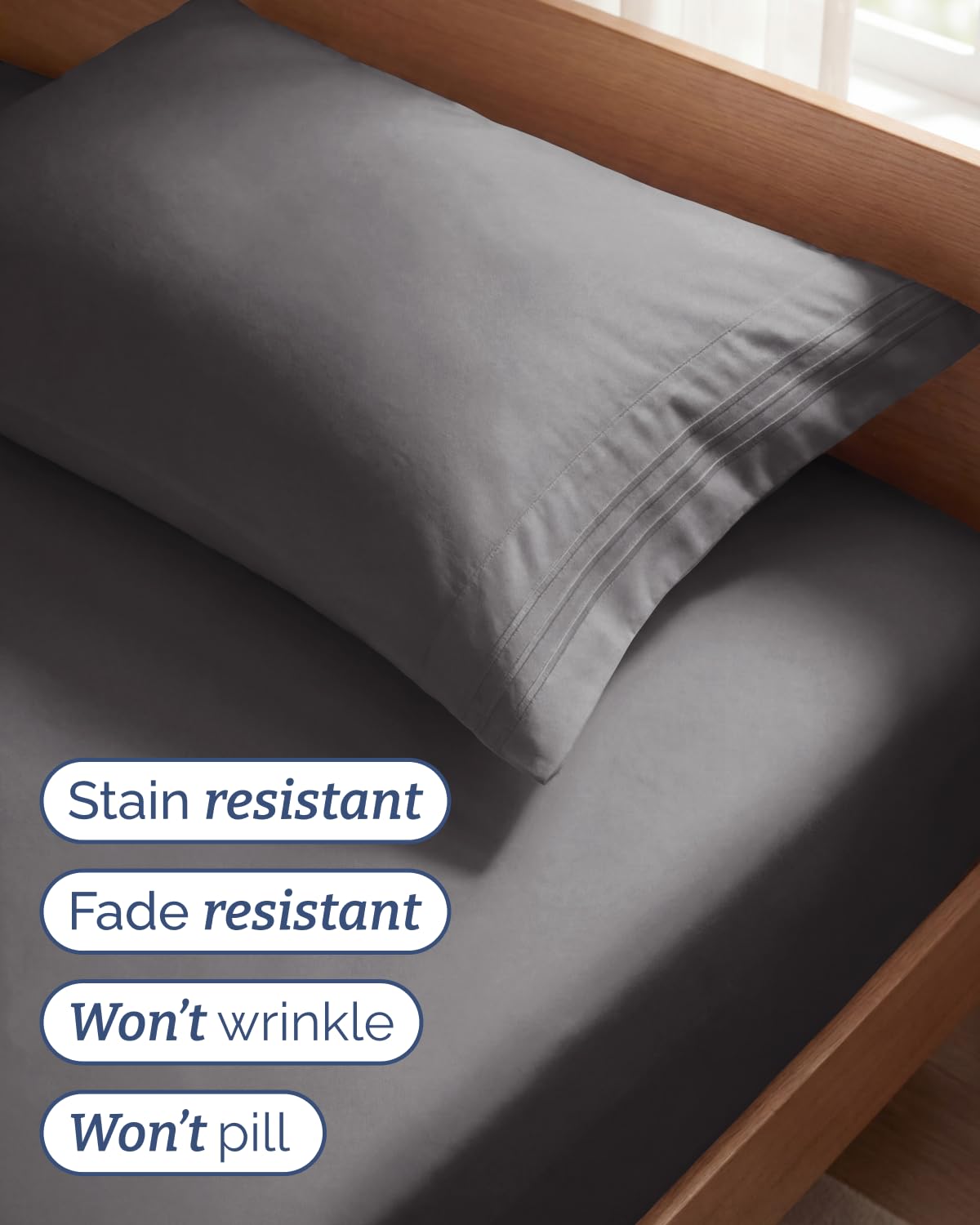 CGK Unlimited deep pockets keep the sheets secure on mattresses up to 16 inches.