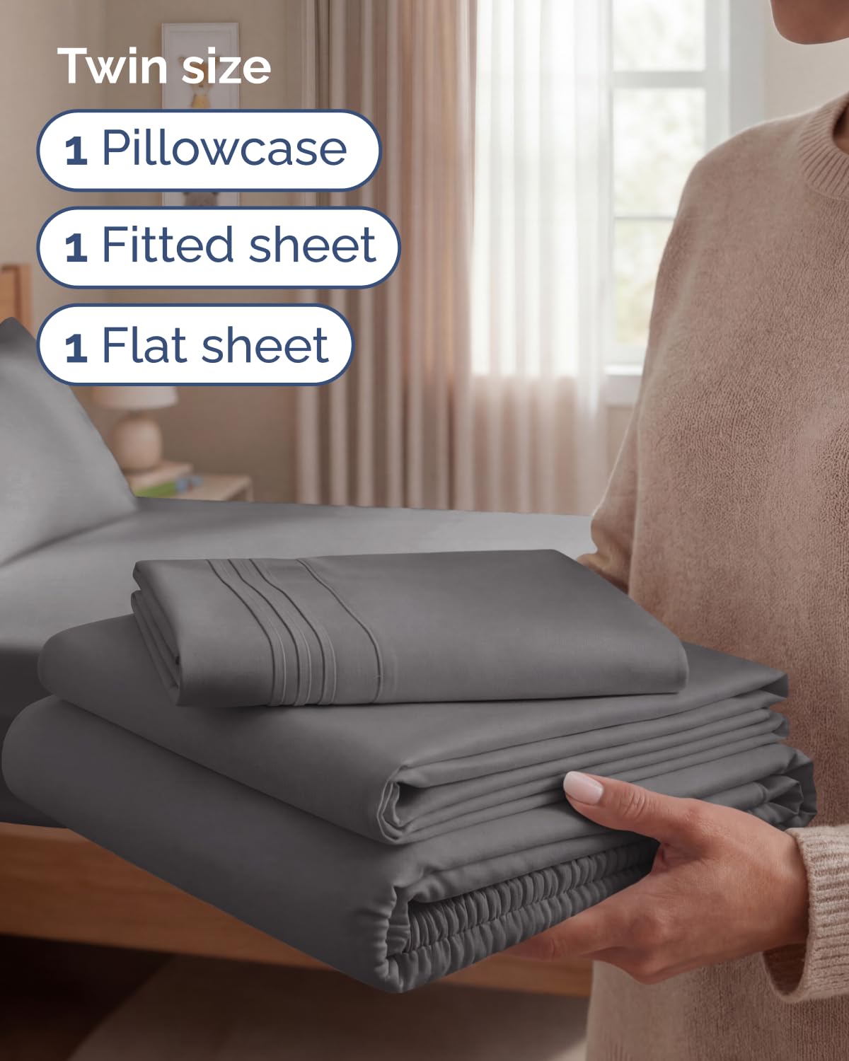 CGK Unlimited fitted sheet 75 by 38 inches with deep pockets on mattress.