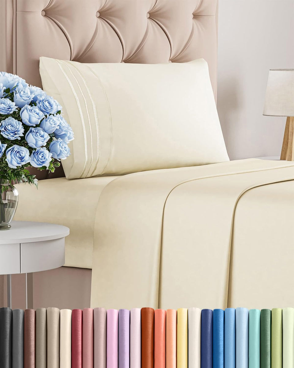 CGK Unlimited twin sheet set flat sheet close-up shows soft, breathable fabric