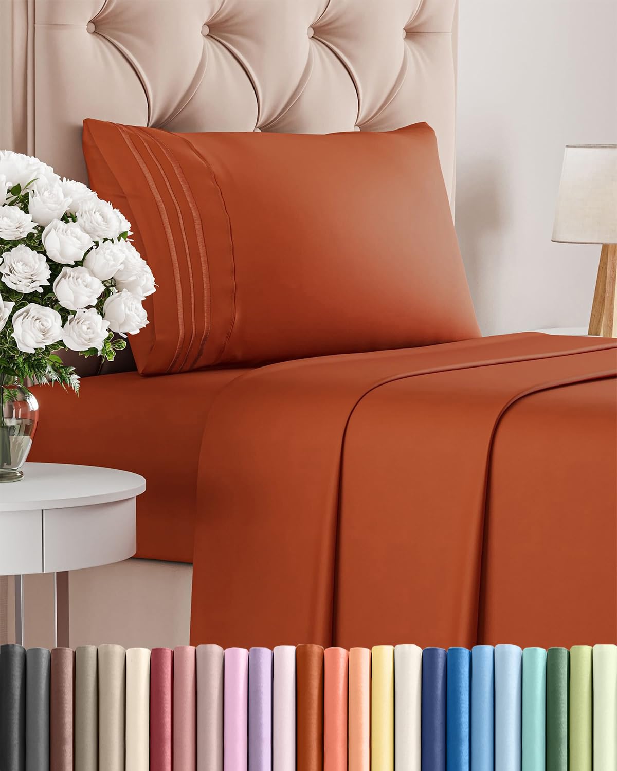 CGK Unlimited twin sheet set terracotta color with cooling comfort.