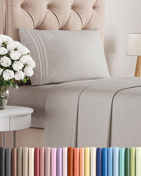 CGK Unlimited twin 3pc sheet set flat sheet shows breathable, silky softness for restful nights.