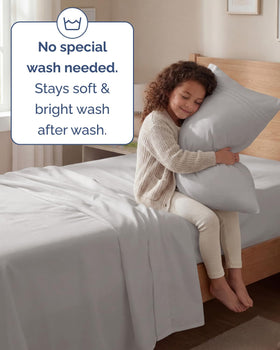 CGK Unlimited wrinkle-free finish keeps sheets smooth after washing.