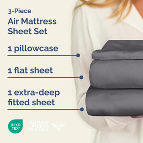 CGK Unlimited air mattress sheet set fitted sheet features extra-deep pocket fit.