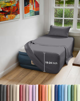 CGK Unlimited air mattress sheet set flat sheet demonstrates secure, breathable comfort.