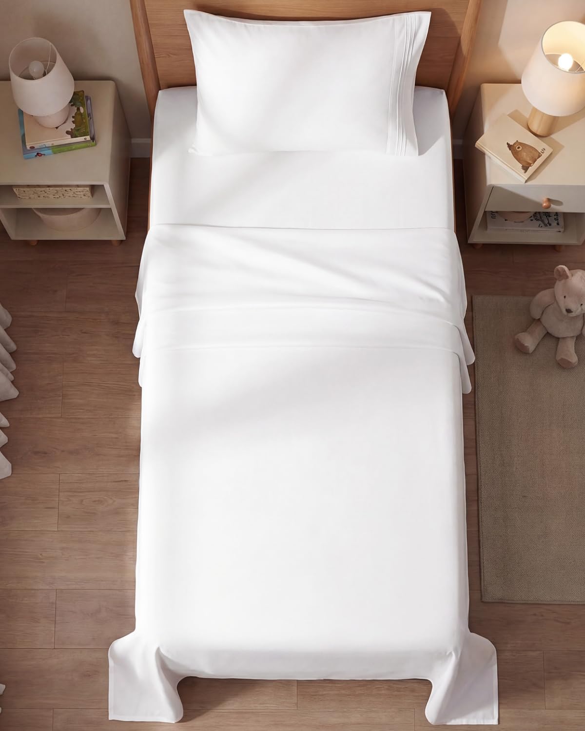 CGK Unlimited antique white twin sheet color evokes timeless elegance and serene sleep ambiance.