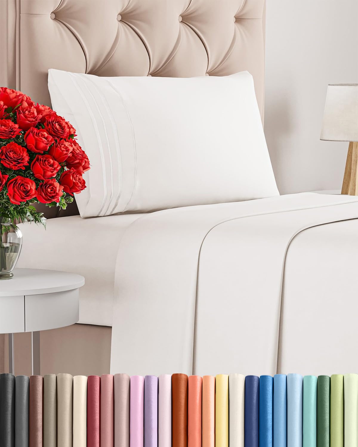 CGK Unlimited twin sheet set pillow case close-up showcases ultra-soft microfiber texture.